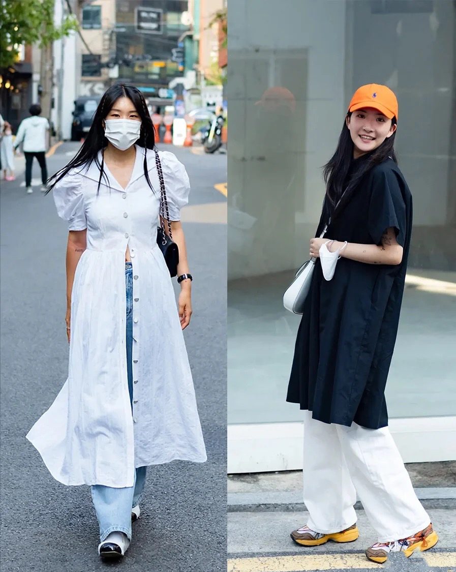 韩国女生真会穿，满街的基础色也不无聊，夏日街拍超有范儿！ 图1
