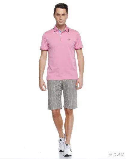 男士粉色系短袖polo衫搭配什么颜色裤子与鞋子，既显时尚潮流又显独特气质 图18
